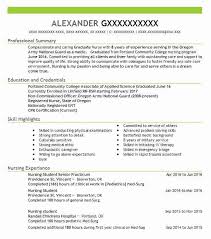 Senior Nursing Student Resume Example South Shore Hospital Halifax Massachusetts