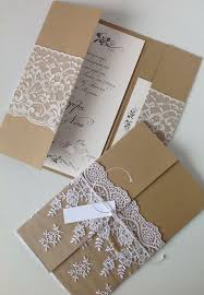 Rustic Pocket Wedding Invitations With Lace Wrap Country Weddings Wedding Card Diy Wedding Invitations Diy Vintage Lace Wedding Invitations Diy
