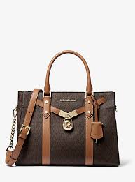 Discover the full collection of luxury handbags on the official michael kors site. Mk Grand Sac Porte Main Nouveau Hamilton En Cuir A Logo Marron Michael Kors