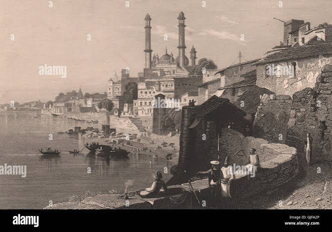 BRITISH INDIA. The City of Benares (Varanasi) , antique print 1858 Stock Photo - Alamy