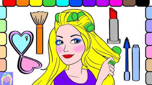 Put Make Up On Barbie With This Barbie Coloring Book Page And Help Barbie Get Ready For Work Youtube