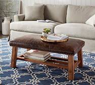 Make it into a coffee table and it is even better, because it is not just a comfy foot rest or seat, it is a place to put things when it is not being used for other purposes. Leather Coffee Tables Coffee Table Ottomans Pottery Barn