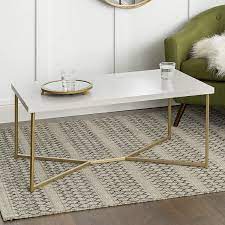 Looking for the perfect coffee table canada. Walker Edison Furniture Short Rectangular Coffee Table Faux White Marble Top Gold Base Amazon Ca Home Kitchen