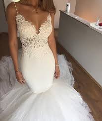 Spaghetti Lace Mermaid Wedding Dress Lace Mermaid Wedding Dress Bridal Dresses Glamourous Wedding Dress