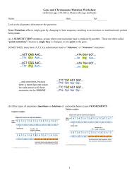 Mutation as a source of variation. Genetic Mutation Worksheet