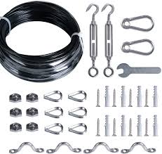 Check spelling or type a new query. Buy Brightown String Lights Hanging Kit For Outdoor Includes 100ft Stainless Steel 304 Suspension Rope Cable In Black Vinyl Coated Turnbuckle Thimble Hooks Heavy Duty And Easy To Install Online In Indonesia B07tb7829q