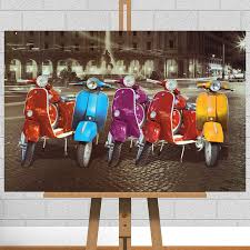 $119.99 trio of empire vtg 3d italian figurines wall art framed like thomas kincade. Retro Vespa Scooter Scooters Framed Canvas Print Picture Italy Italian Wall Art Ebay