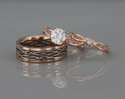 Black And Rose Gold Engagement Rings Black Rose Gold Celtic Wedding Ring Set 14k Rose Gold His Etsy In 2020 Celtic Wedding Ring Sets Celtic Wedding Rings Wedding Ring Sets
