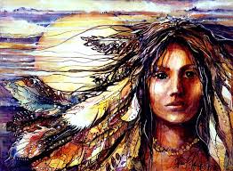 Golden Girl, native girl, indian, american indian girl, watercolour  painting, HD wallpaper
