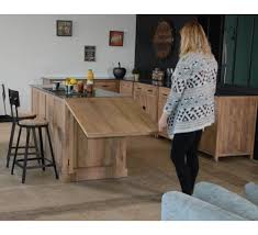 Table de salle à manger en bois massif jenny k living espresso. Grand Ilot De Cuisine En Manguier Et Granit 8267