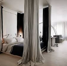 Blackout Curtains On The Inside Chiffon On The Outside Nice Contrast Keeps The Sunlight Out But Modern Bedroom Design Big Bedrooms Luxury Studio Apartments