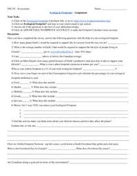 Ecological Footprint Assignment Monday June 10 2019 Worksheet Template Worksheets Printable Worksheets