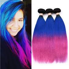 Searching for ombre pink blue hair at discounted prices? Amazon Com Tony Beauty Hair 1b Blue Pink Ombre Straight Human Hair 3 Bundles 300gram Brazilian Human Hair Black Roots Blue To Pink 3 Tone Ombre Virgin Hair Weave Extensions Double Wefts 18 18 18 Beauty
