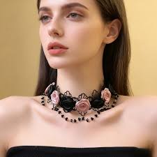 Collar * Francés con * * y * Cadena Chic para Clavícula, Collar de Tela * *  a * Collar Elegante para Mujer, Ideal para Fiestas o San Valentín