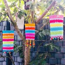Bunte Laternen Fur Haus Garten Terrasse Handmade Kultur Stoff Weihnachtsschmuck Bastelarbeiten Laterne