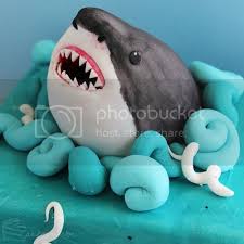This might get a little wobbly. Shark Cake Cakecrumbs