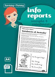 Look at what you need to write in your report. Information Reports Surviving And Thriving