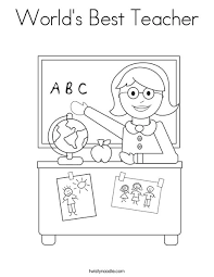This card was designed with my own drawings. World S Best Teacher Coloring Page Twisty Noodle