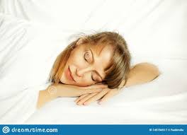 Photo About Beautiful European Woman Sleeping On The Bed On The White Bedclothes With Her Hands Under The Head Image O Sleeping Women Pictures For Sale Women