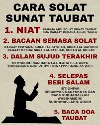 Tata cara sholat taubat nasuha sama seperti sholat sunnah lainnya. Facebook