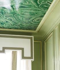 Well Designed Green Powder Room Lounge Ceiling Paint Colors Lacquered Walls Malachite Wallpaper