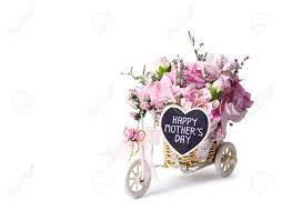 A wide variety of bike flower basket options are available to you, such as sundries, drink/food. Pink Canation Flowers In Bicycle Basket With Happy Mothers Day Stock Photo Picture And Royalty Free Image Image 68446512