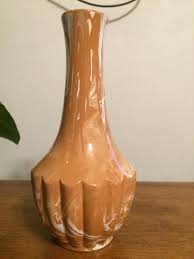 Signed Artist Mildred Bradley Ceramic Vase Swirl Coppertone, Iowa Clay  Ceramics