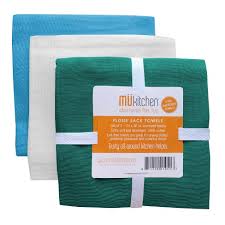 3pk kitchen towels green/white/blue