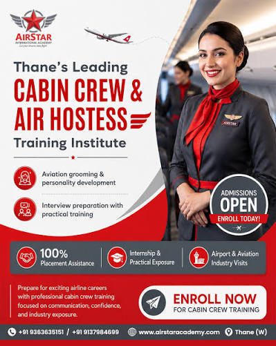 🌟 Dreaming of a career that takes you sky-high? ✈️ Join Airstar International Academy – Mumbai's trusted Aviation & Hospitality Training School! 💼 What we offer: ✓ Air Hostess & Cabin Crew