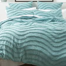 Queen duvet cover set, seersucker textured duvet cover set with zipper closure & corner ties, soft washed microfiber bedding sets 3 pieces (1 duvet cover 2 pillowcases), 90x90 inches, aqua blue. Cloudlinen Aqua Wave Cotton Quilt Cover Set Reviews Temple Webster