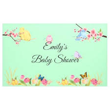 Baby Shower Summer Garden Birds Butterflies Custom Banner Purple Floral Style Gifts Flower Flowers Diy Customize U Baby Shower Banner Flower Gift Baby Shower