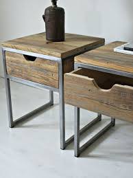 This bedside table was inspired by an end table shared by lowe's. Industrial Bedside Table Wood And Steel Nightstand Rustic Etsy Industrial Design Furniture Industrial Bedside Tables Vintage Industrial Furniture