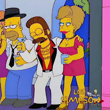 Llegó un día antes porque dio la vuelta al mundo por el este y por el sol cambiaban los minutos. Los Simpsons Todas Las Parejas Romanticas De Ned Flanders