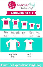 Expressions Sizing Chart For Htv On T Shirts Cricut Not
