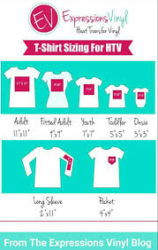 Expressions Sizing Chart For Htv On T Shirts Cricut Vinyl