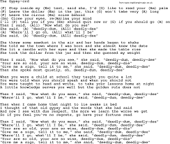 The Gypsy By Gordon Lightfoot Lyrics And Chords