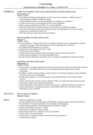 business control specialist resume