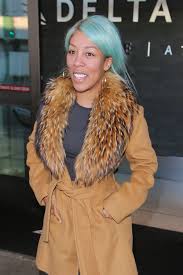Michelle had silver hair with purple and pink highlights. K Michelle Hawtcelebs