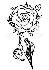 Floral tattoo template black white handdrawn sketch free vector in. Black And White Line Drawing Of Rose Stock Vector Colourbox