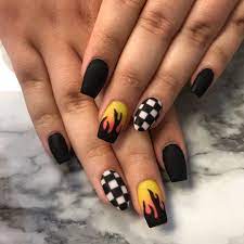 Pin By Marga O On Nail Art Checkered Nails Acrylic Nails Coffin Short Best Acrylic Nails