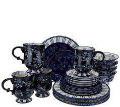 Temp Tations 20 Piece Floral Lace Service For 4 Dinnerware Set H205821 Qvc Com Temptations Bakeware Floral Lace Dinnerware Set Temptations Bakeware