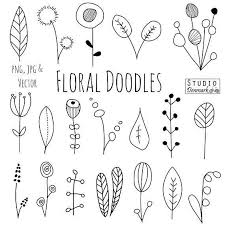Doodle Flowers Clipart And Vectors Hand Drawn Flower And Leaf Doodles Sketch Nature Foliage Botanical Dr Flower Drawing Hand Lettering Flower Doodles