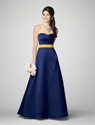 Alfred Angelo Bridesmaid Dress Navy Blue With Canary Yellow Sash Perfect Bridesmaid Dresses Navy Blue Bridesmaid Dresses Bridesmaid Dress Styles