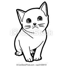 Teachers can use these coloring pages for child education. Cat Coloring Page Vector Cartoon Cat Coloring Page For Kid Isolated On White Background Canstock