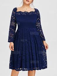 Just 34 51 Buy Plus Size Square Neck Lace Formal Dress Online Shopping At Gearbest Com Mobile Lace Blue Dress Lace Formal Dress Plus Size Cocktail Dresses