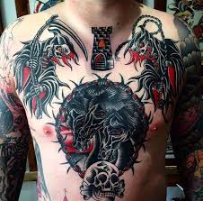 Check spelling or type a new query. Traditional American Tattoo Black And Red Male Chest Piece Chest Piece Tattoos Tattoos American Tattoos