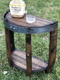 Half Bourbon Barrel End Table Etsy In 2020 Wine Barrel End Table Whiskey Barrel Furniture Wine Barrel Furniture