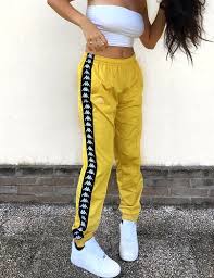 Black And Yellow Kappa Tracksuit Yellow Kappa Sweatpants Sporty Outfits Girl Outfits Kappa Clothing