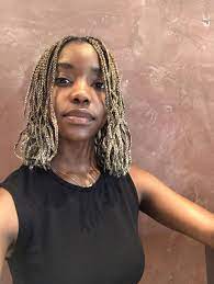Short Blonde Box Braids For Summer Boxbraids Naturalhair Twa Braids Protectivestyles Blondehair Blonde Box Braids Short Box Braids Box Braids Styling