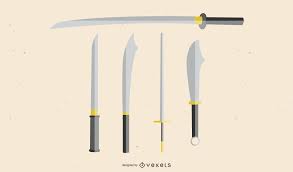 El arte de la herrería japonesa se deriva de las tradiciones de la fabricación de espadas japonesas. Vectores Plantillas De Facas Ai Png Svg